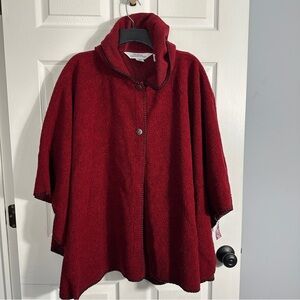Vermont Country Store deep red hooded cape, XL, new, fall, layer, cozy